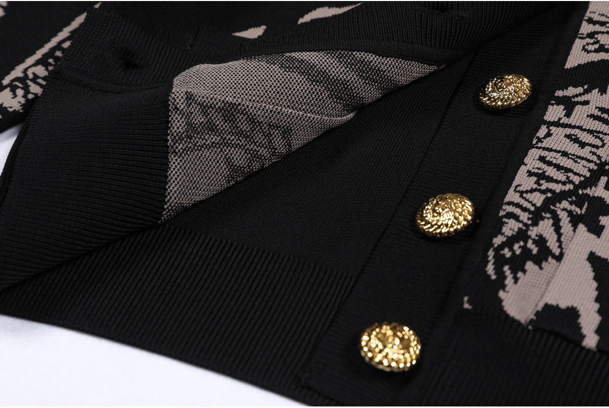 Women’s embroidered knit sweater with button front