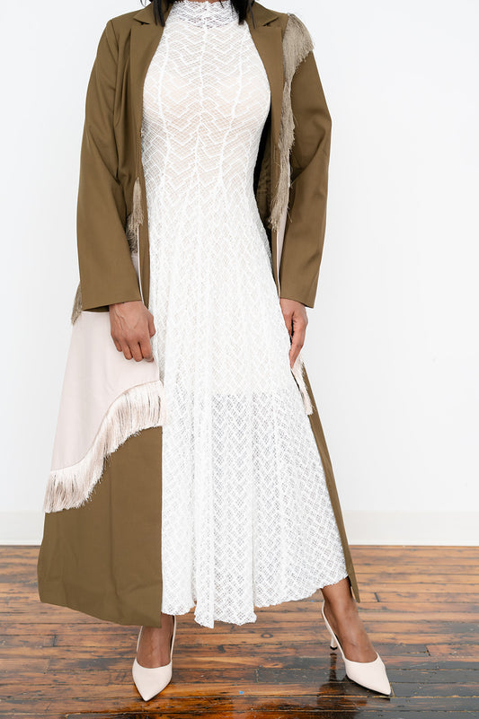 Women’s asymmetric color‑block autumn coat