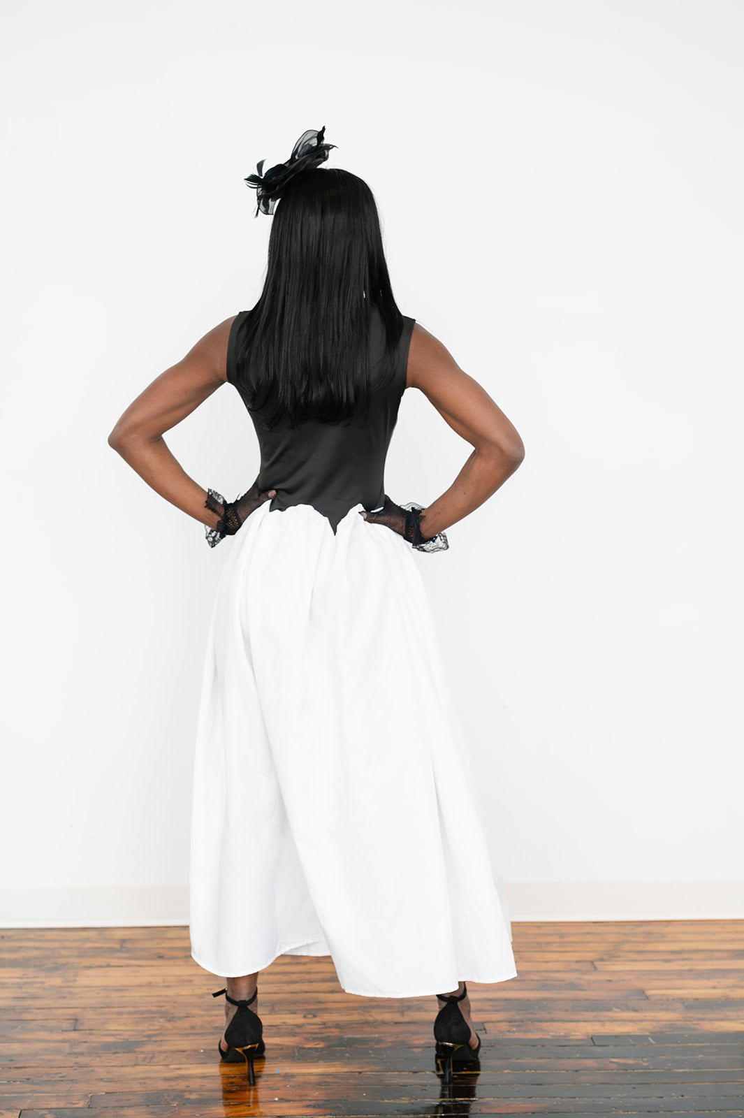 Patchwork sleeveless maxi dress with ruched detail