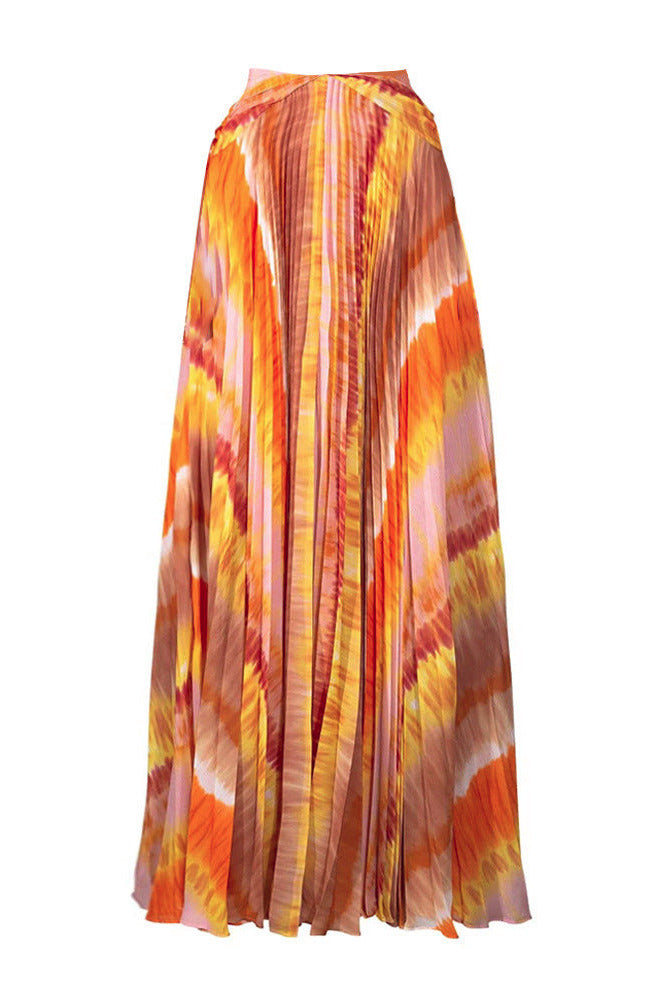 Women’s vacation tie‑dye print skirt