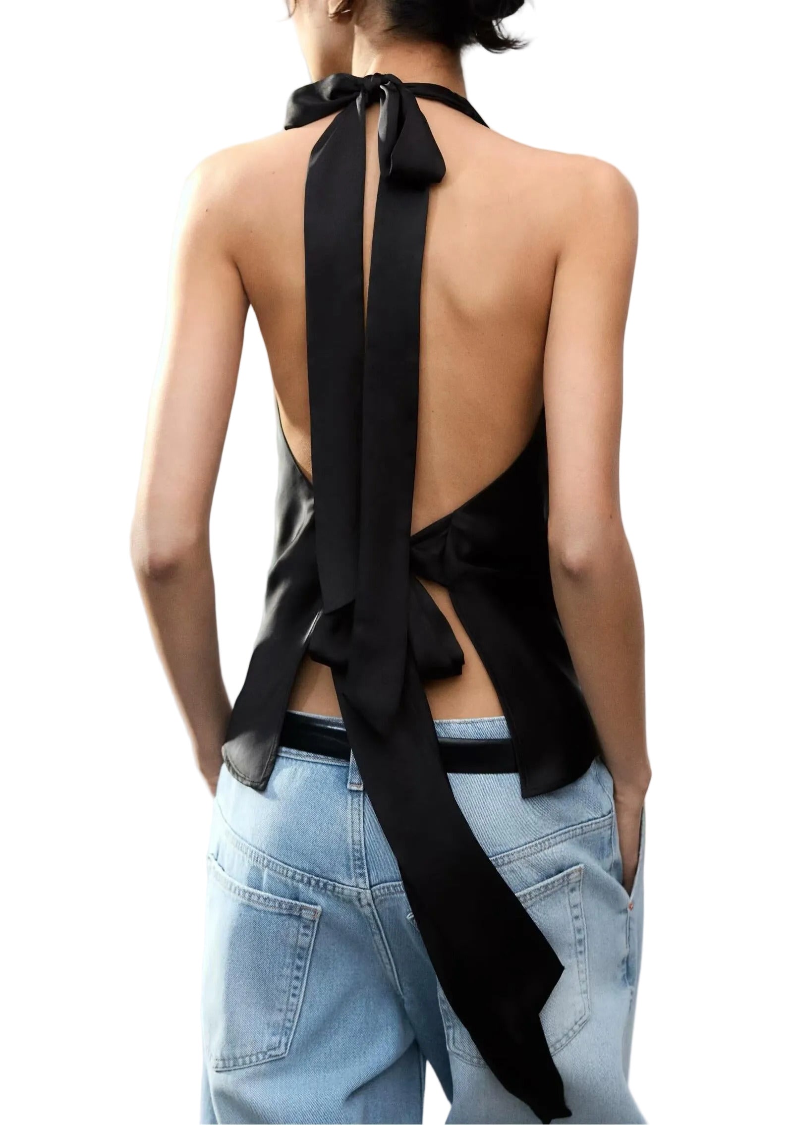 Slim‑fit halter top with adjustable ties
