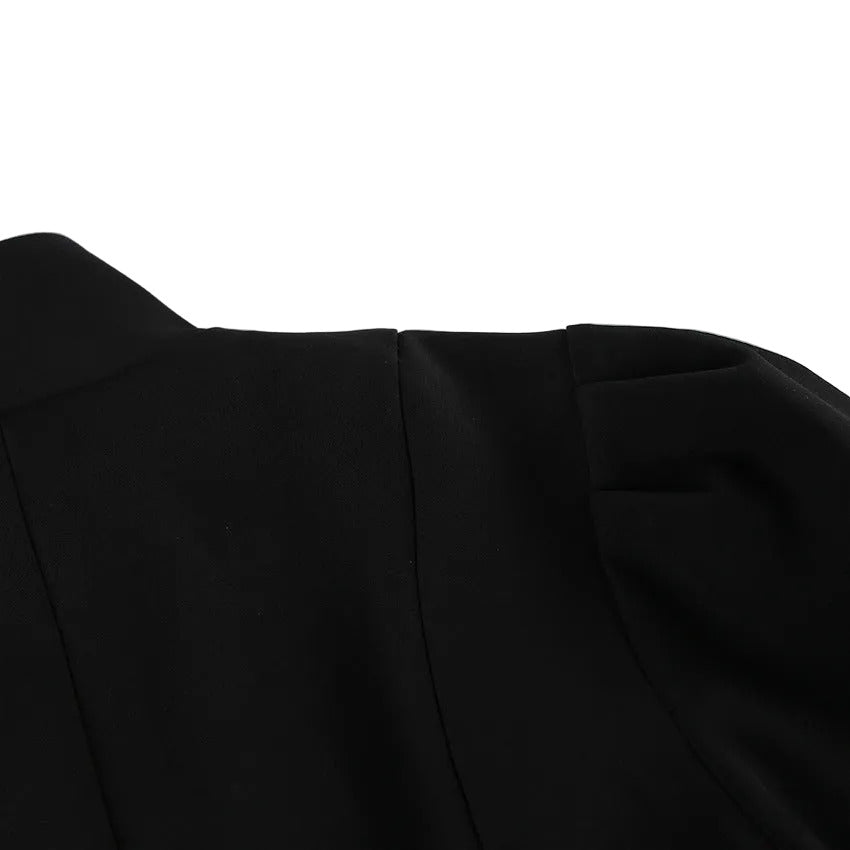 Vivienne Stand‑Collar Puff‑Sleeve Blazer
