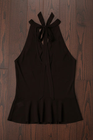 brown Sexy summer halter tank with slim‑fit silhouette