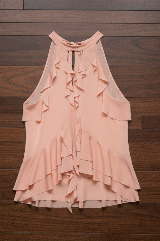 Pink Spaghetti‑strap summer halter top 