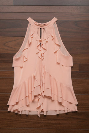 Pink Spaghetti‑strap summer halter top 