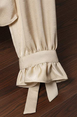 Panelled sleeve satin blouse for spring and fall