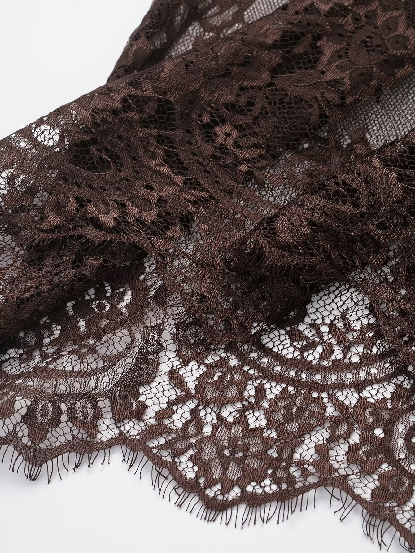 Elegant see‑through lace maxi skirt