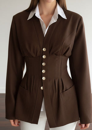 Slim‑fit ruched waist blouse for spring and fall