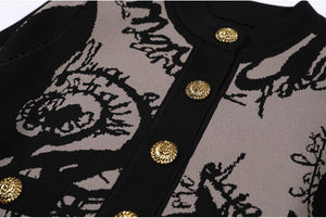 Slim‑fit embroidered knit cardigan with single‑breasted design