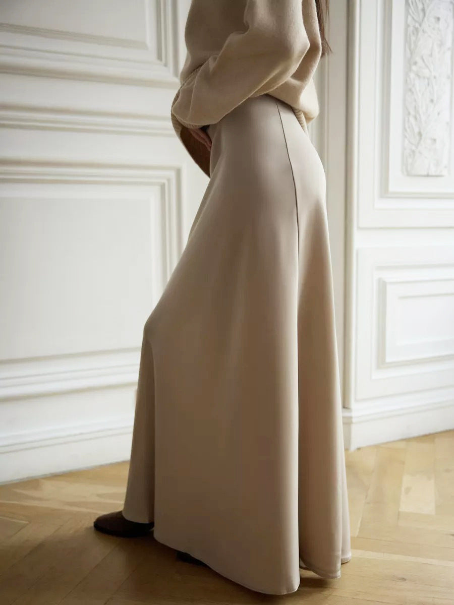 Thalia Satin Fishtail Maxi Skirt