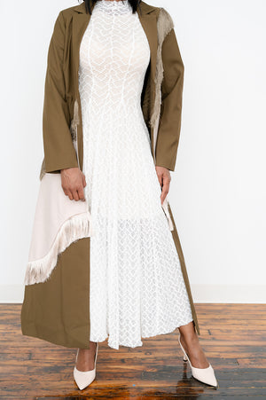 Women’s asymmetric color‑block autumn coat