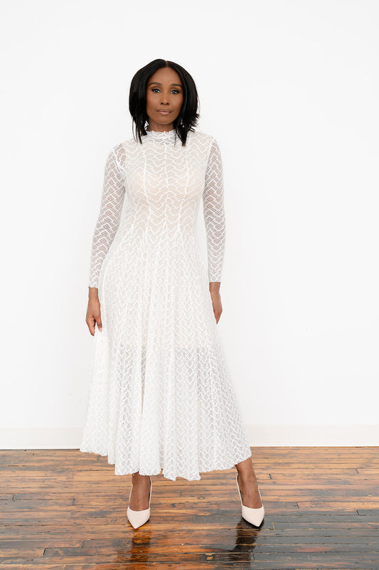 Elegant long‑sleeve lace maxi dress for women