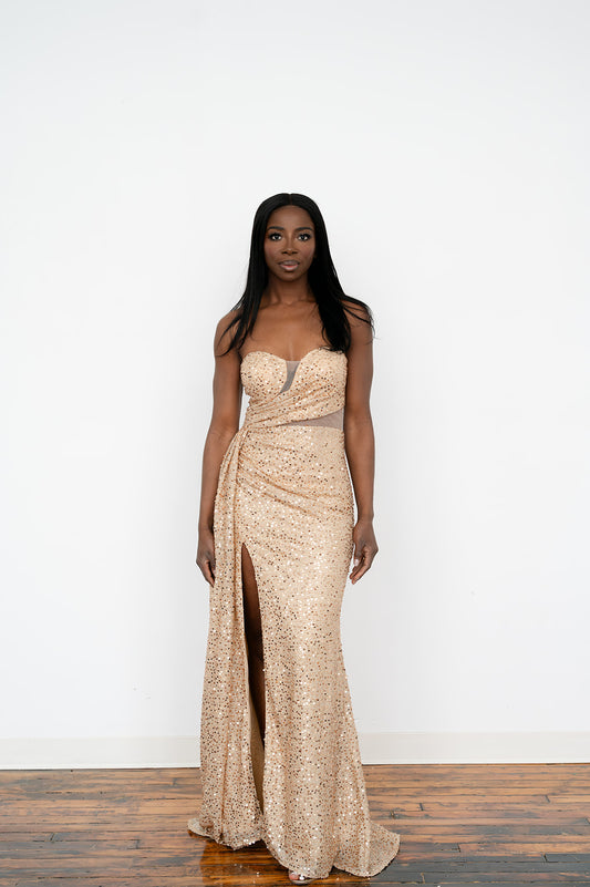 Sequin sweetheart fishtail evening maxi dress for women