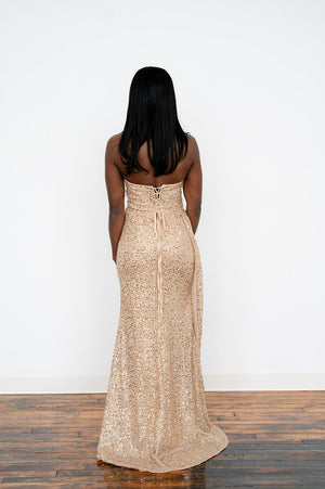 High‑grade fishtail maxi dress with lace‑up back