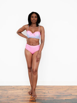 Ombre push‑up bikini set with high‑waist bottom