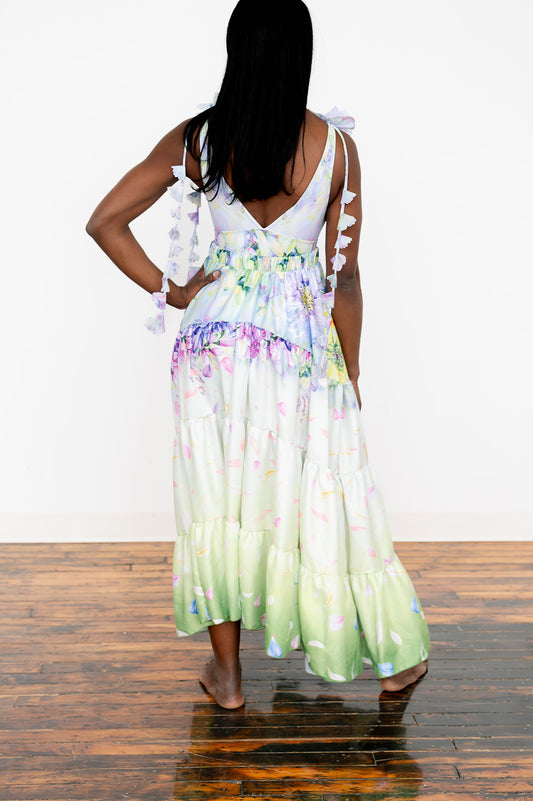 Women’s floral swimsuit with soft ruffle accent