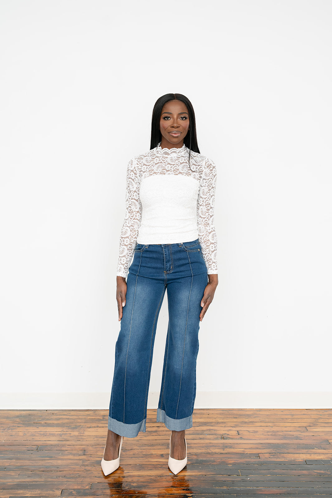 Rowan Washed Straight‑Leg Mid‑Rise Jeans