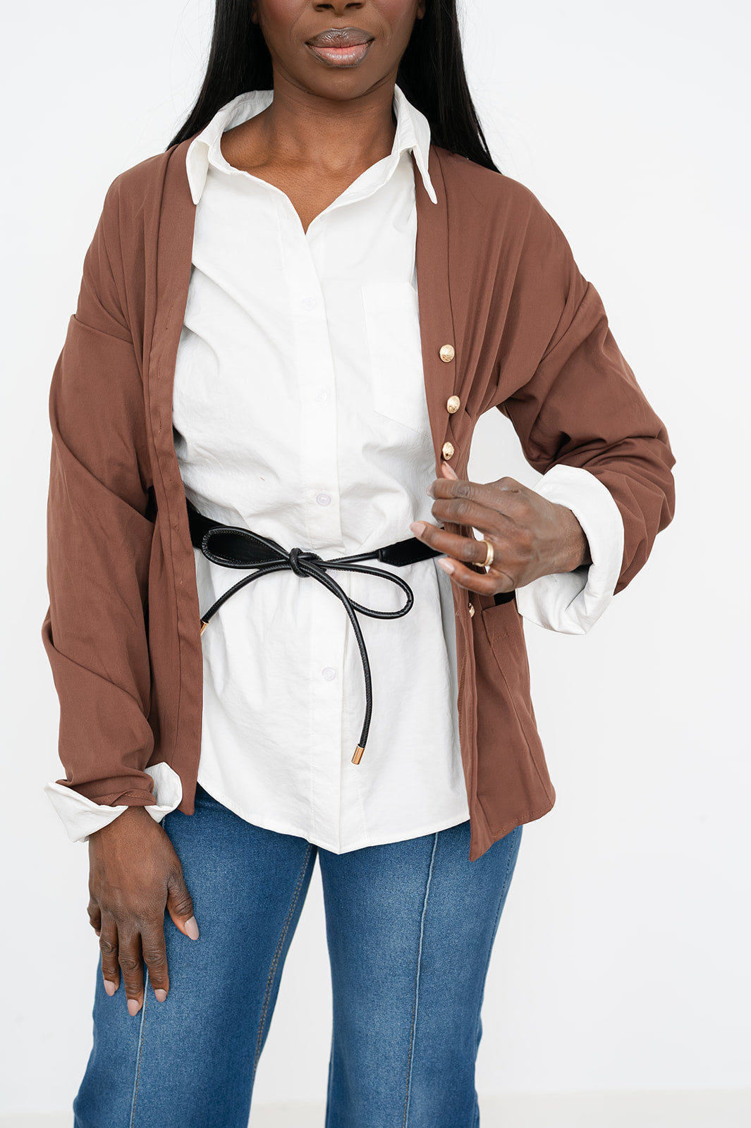 Women’s retro slim‑fit long‑sleeve blouse