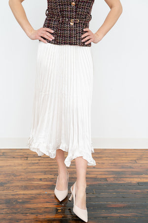 High‑rise pleated petal midi skirt for women