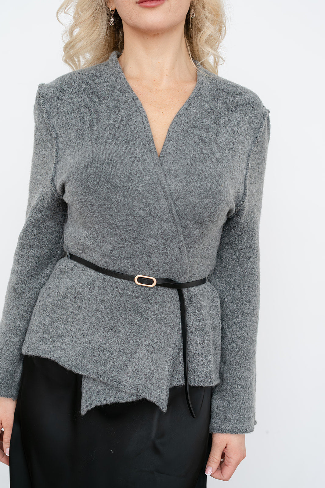 Marae Belted V‑Neck Jersey Cardigan Top