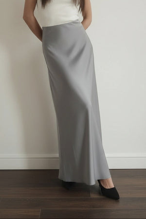 Light Gray Women’s satin fishtail skirt for spring and summer