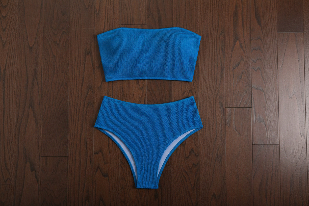 Women’s bandeau bikini top with matching bottoms