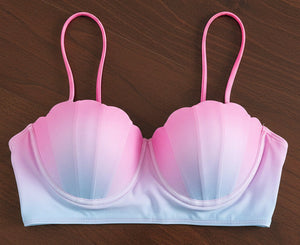 Women’s ombre bikini with steel‑bracket push‑up top