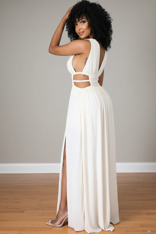 Women’s summer maxi dress in smooth ice‑silk fabric