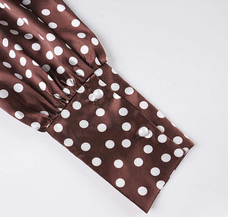 Retro‑inspired long‑sleeve blouse