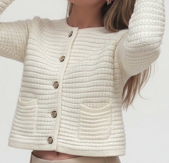 Long‑sleeve button cardigan for women