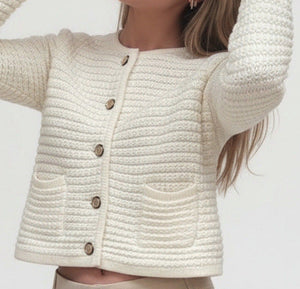 Long‑sleeve button cardigan for women